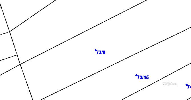 Parcela st. 73/9 v KÚ Topělec, Katastrální mapa