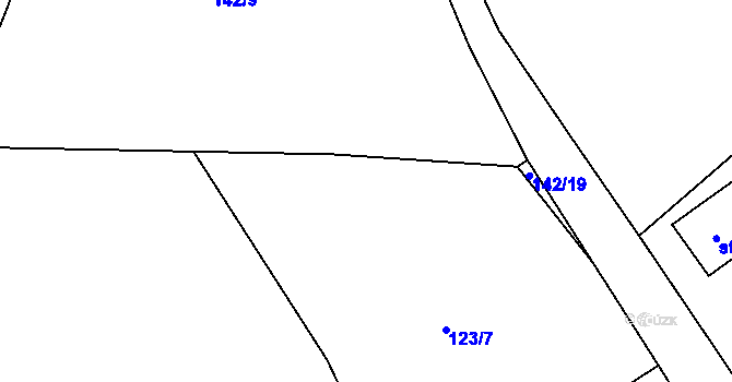 Parcela st. 123/10 v KÚ Topělec, Katastrální mapa