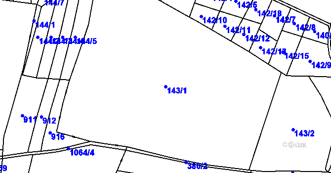 Parcela st. 143/1 v KÚ Topělec, Katastrální mapa