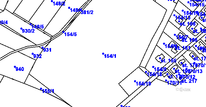Parcela st. 154/1 v KÚ Topělec, Katastrální mapa