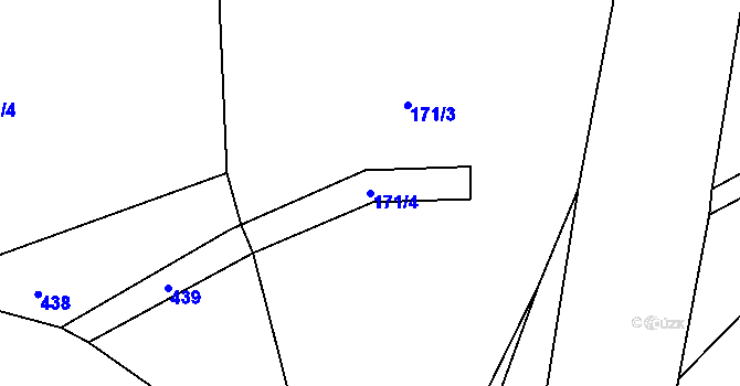 Parcela st. 171/4 v KÚ Topělec, Katastrální mapa