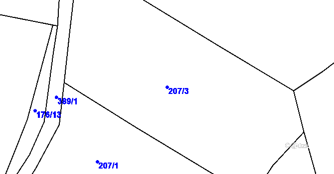 Parcela st. 207/3 v KÚ Topělec, Katastrální mapa