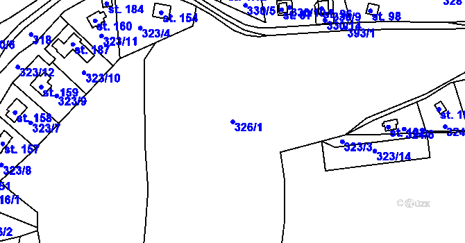 Parcela st. 326/1 v KÚ Topělec, Katastrální mapa