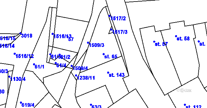 Parcela st. 65 v KÚ Topolany u Vyškova, Katastrální mapa