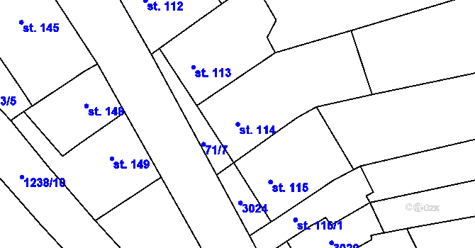 Parcela st. 114 v KÚ Topolany u Vyškova, Katastrální mapa