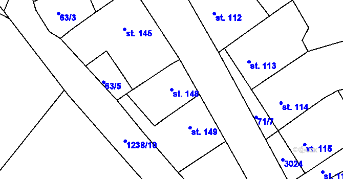 Parcela st. 148 v KÚ Topolany u Vyškova, Katastrální mapa