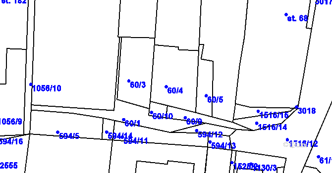 Parcela st. 60/4 v KÚ Topolany u Vyškova, Katastrální mapa