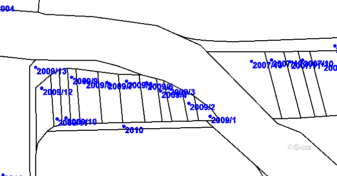 Parcela st. 2009/3 v KÚ Topolany u Vyškova, Katastrální mapa