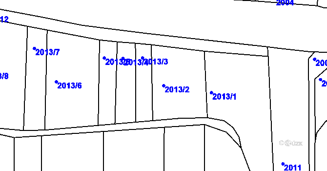 Parcela st. 2013/2 v KÚ Topolany u Vyškova, Katastrální mapa