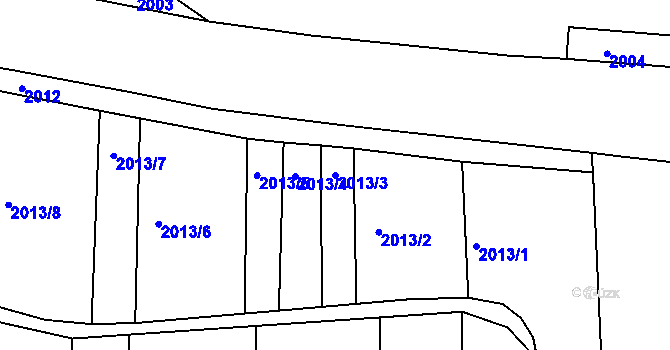 Parcela st. 2013/3 v KÚ Topolany u Vyškova, Katastrální mapa