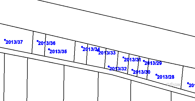 Parcela st. 2013/33 v KÚ Topolany u Vyškova, Katastrální mapa