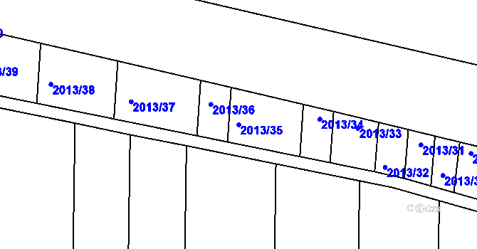 Parcela st. 2013/35 v KÚ Topolany u Vyškova, Katastrální mapa