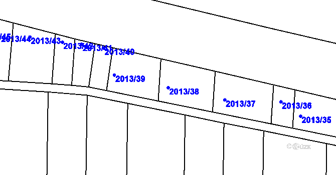 Parcela st. 2013/38 v KÚ Topolany u Vyškova, Katastrální mapa