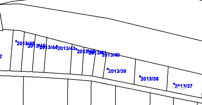 Parcela st. 2013/40 v KÚ Topolany u Vyškova, Katastrální mapa