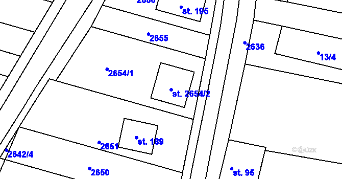 Parcela st. 2654/2 v KÚ Topolany u Vyškova, Katastrální mapa