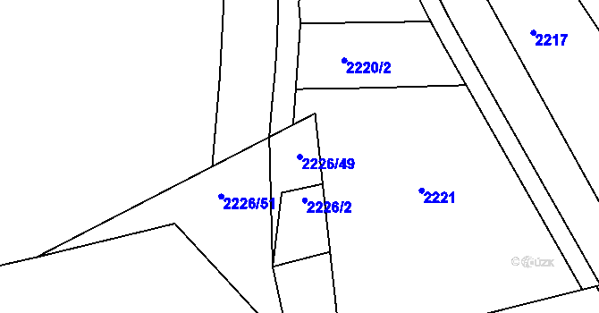 Parcela st. 2226/49 v KÚ Topolany u Vyškova, Katastrální mapa