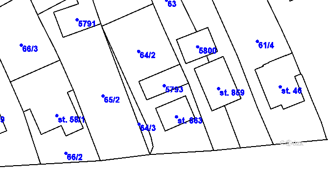 Parcela st. 5793 v KÚ Topolná, Katastrální mapa