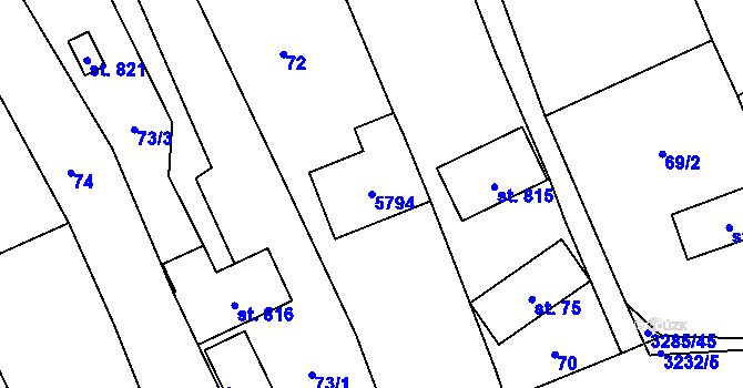 Parcela st. 5794 v KÚ Topolná, Katastrální mapa