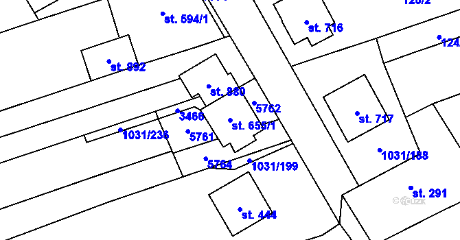 Parcela st. 655/1 v KÚ Topolná, Katastrální mapa