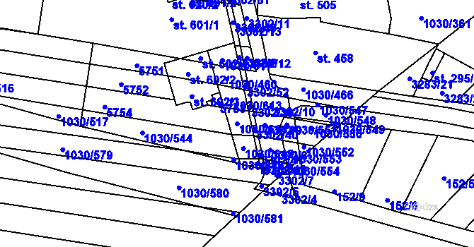 Parcela st. 1030/614 v KÚ Topolná, Katastrální mapa