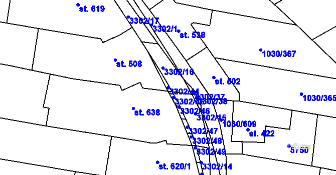 Parcela st. 3302/44 v KÚ Topolná, Katastrální mapa
