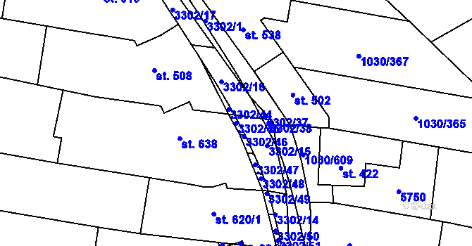 Parcela st. 3302/45 v KÚ Topolná, Katastrální mapa