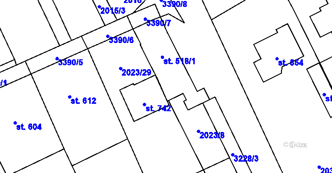 Parcela st. 518/4 v KÚ Topolná, Katastrální mapa