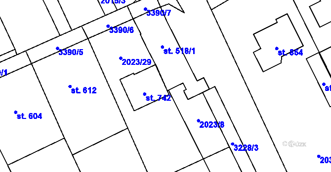 Parcela st. 518/5 v KÚ Topolná, Katastrální mapa