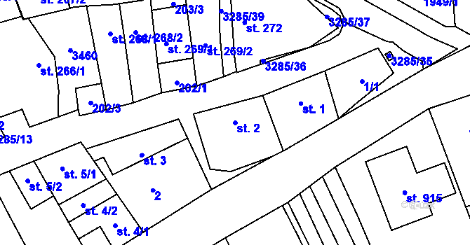 Parcela st. 2 v KÚ Topolná, Katastrální mapa