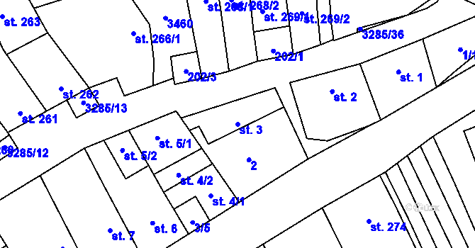 Parcela st. 3 v KÚ Topolná, Katastrální mapa
