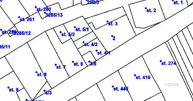 Parcela st. 4/1 v KÚ Topolná, Katastrální mapa
