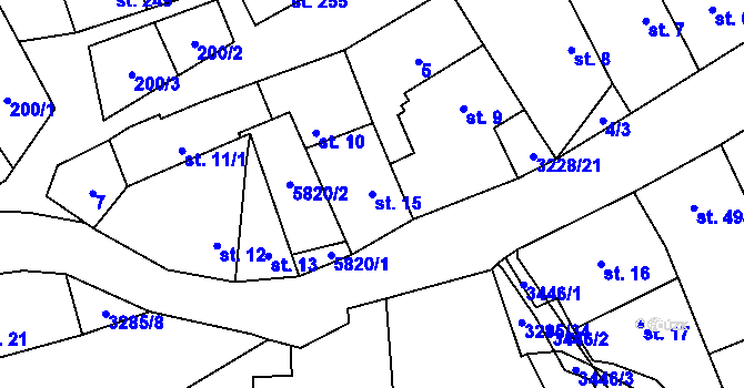 Parcela st. 15 v KÚ Topolná, Katastrální mapa
