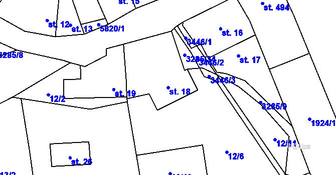 Parcela st. 18 v KÚ Topolná, Katastrální mapa