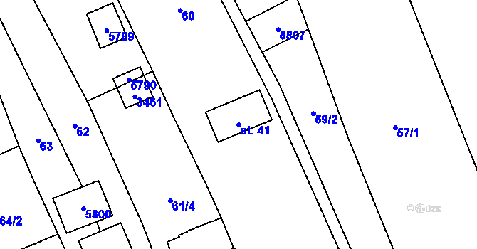 Parcela st. 41 v KÚ Topolná, Katastrální mapa