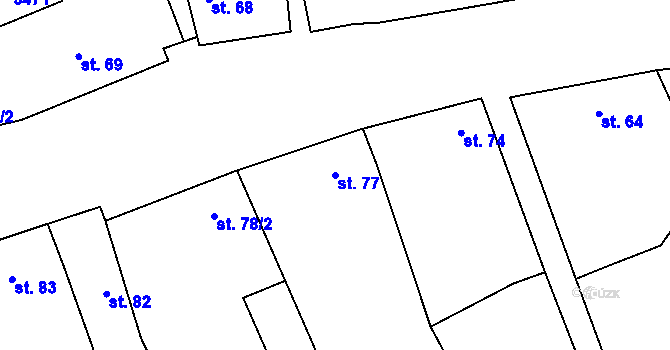 Parcela st. 77 v KÚ Topolná, Katastrální mapa