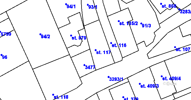 Parcela st. 117 v KÚ Topolná, Katastrální mapa