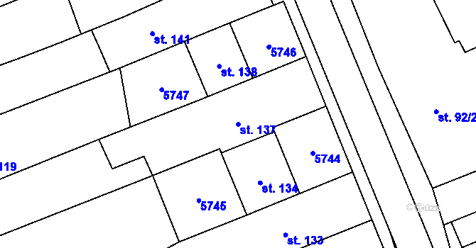 Parcela st. 137 v KÚ Topolná, Katastrální mapa