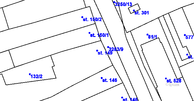 Parcela st. 149 v KÚ Topolná, Katastrální mapa