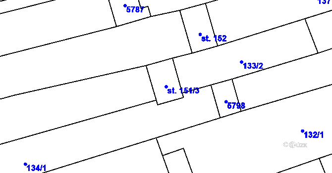 Parcela st. 151/3 v KÚ Topolná, Katastrální mapa