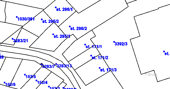 Parcela st. 171/1 v KÚ Topolná, Katastrální mapa