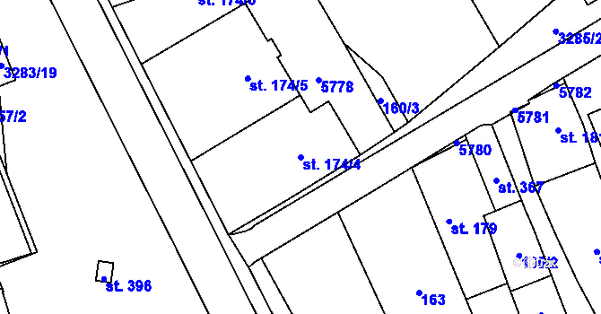 Parcela st. 174/4 v KÚ Topolná, Katastrální mapa