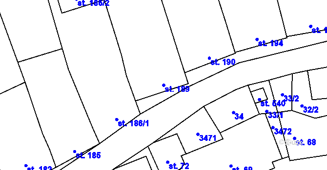 Parcela st. 189 v KÚ Topolná, Katastrální mapa