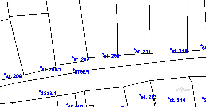 Parcela st. 208 v KÚ Topolná, Katastrální mapa