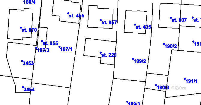 Parcela st. 228 v KÚ Topolná, Katastrální mapa