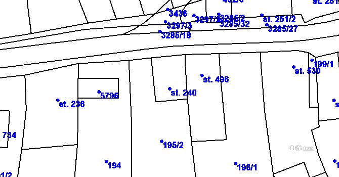 Parcela st. 240 v KÚ Topolná, Katastrální mapa