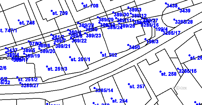 Parcela st. 252 v KÚ Topolná, Katastrální mapa