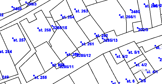 Parcela st. 261 v KÚ Topolná, Katastrální mapa