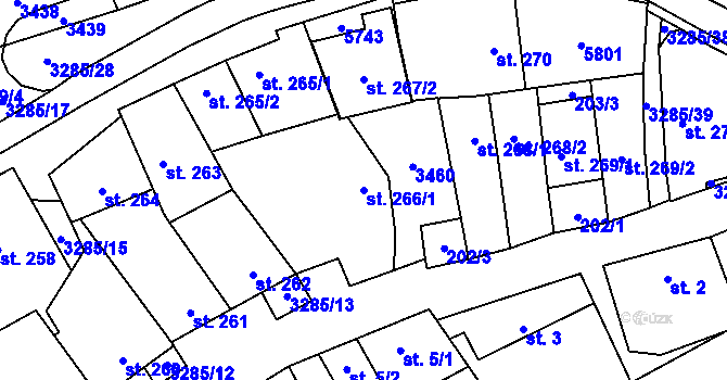 Parcela st. 266/1 v KÚ Topolná, Katastrální mapa