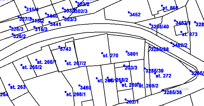 Parcela st. 270 v KÚ Topolná, Katastrální mapa