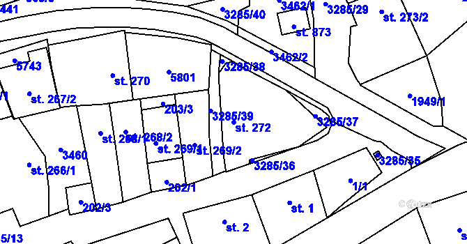 Parcela st. 272 v KÚ Topolná, Katastrální mapa